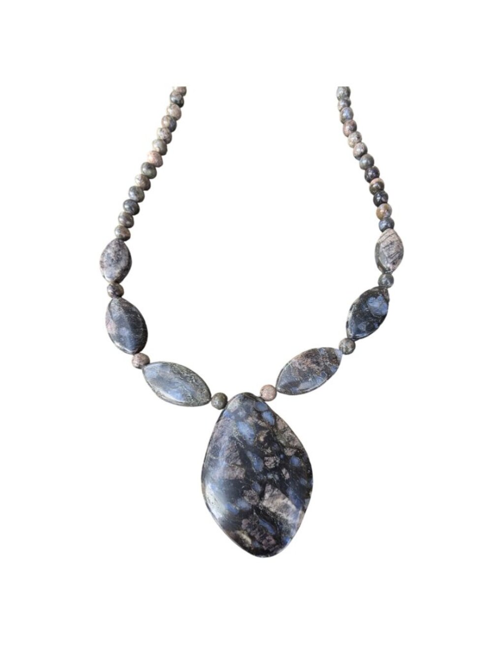 Jay King HSN Mine Finds Blue & Gray Stone Beaded Necklace Sterling With Box - Picture 2 of 5